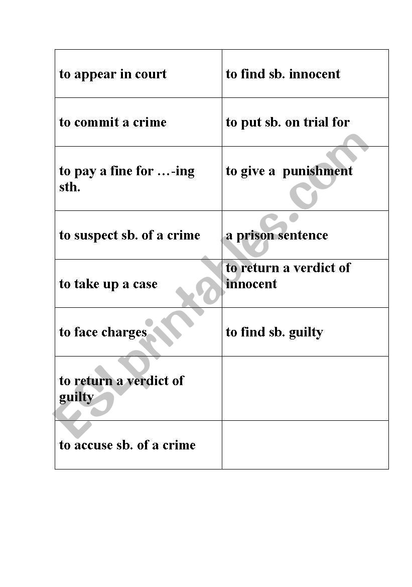 Crime vocabulary  worksheet