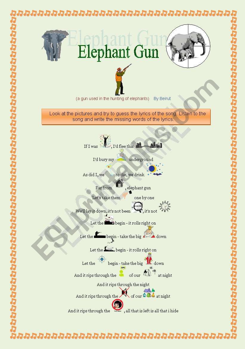 ELEPHANT GUN (By Beirut) worksheet