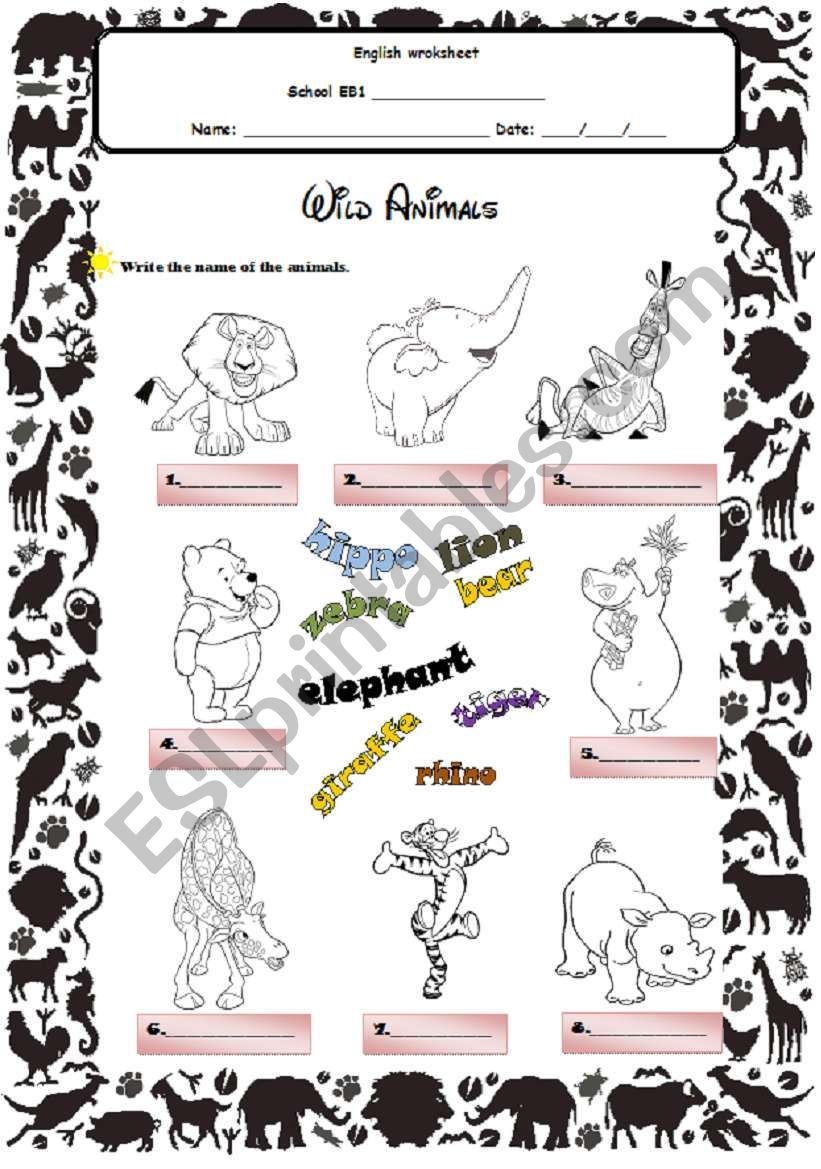 WILD ANIMALS worksheet