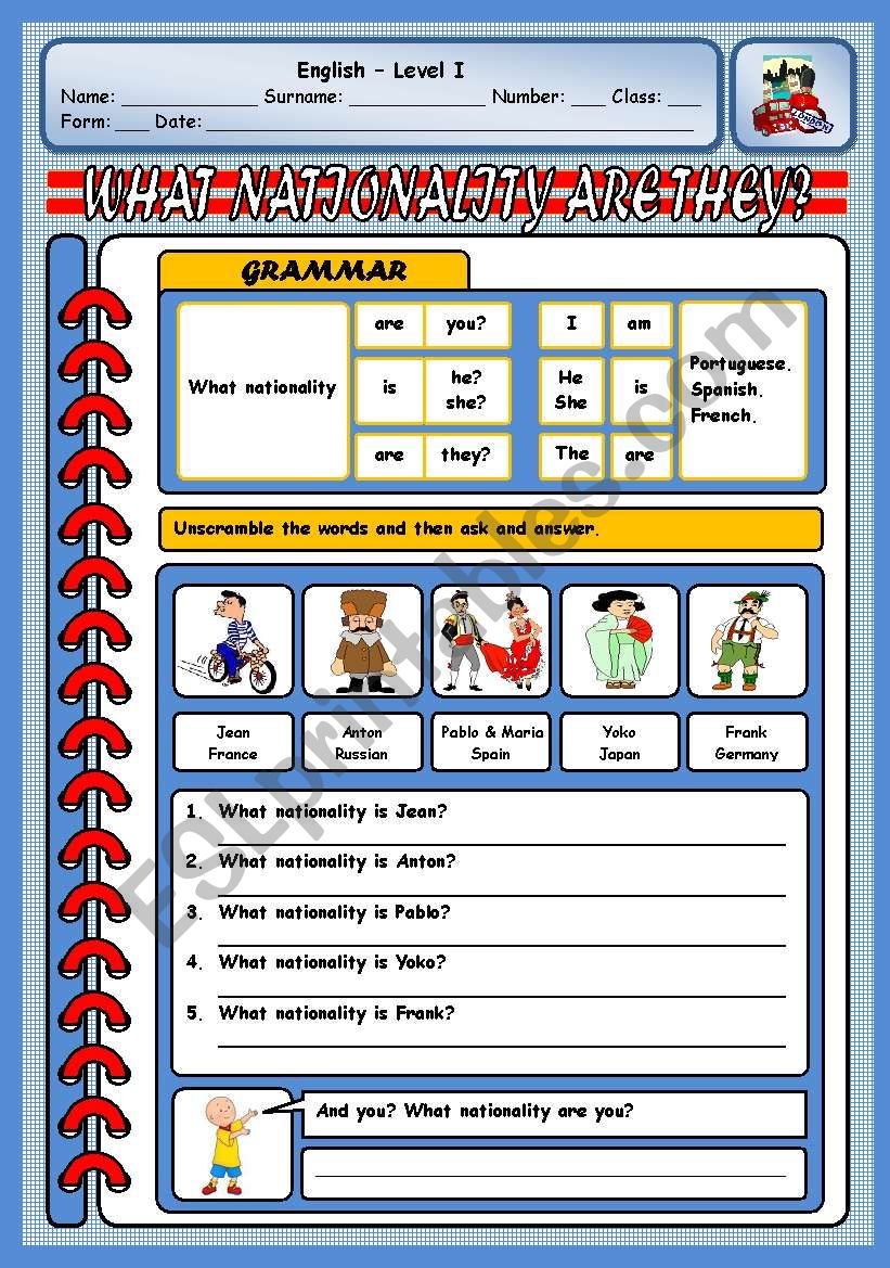 WHAT NATIONALITY ARE THEY? worksheet