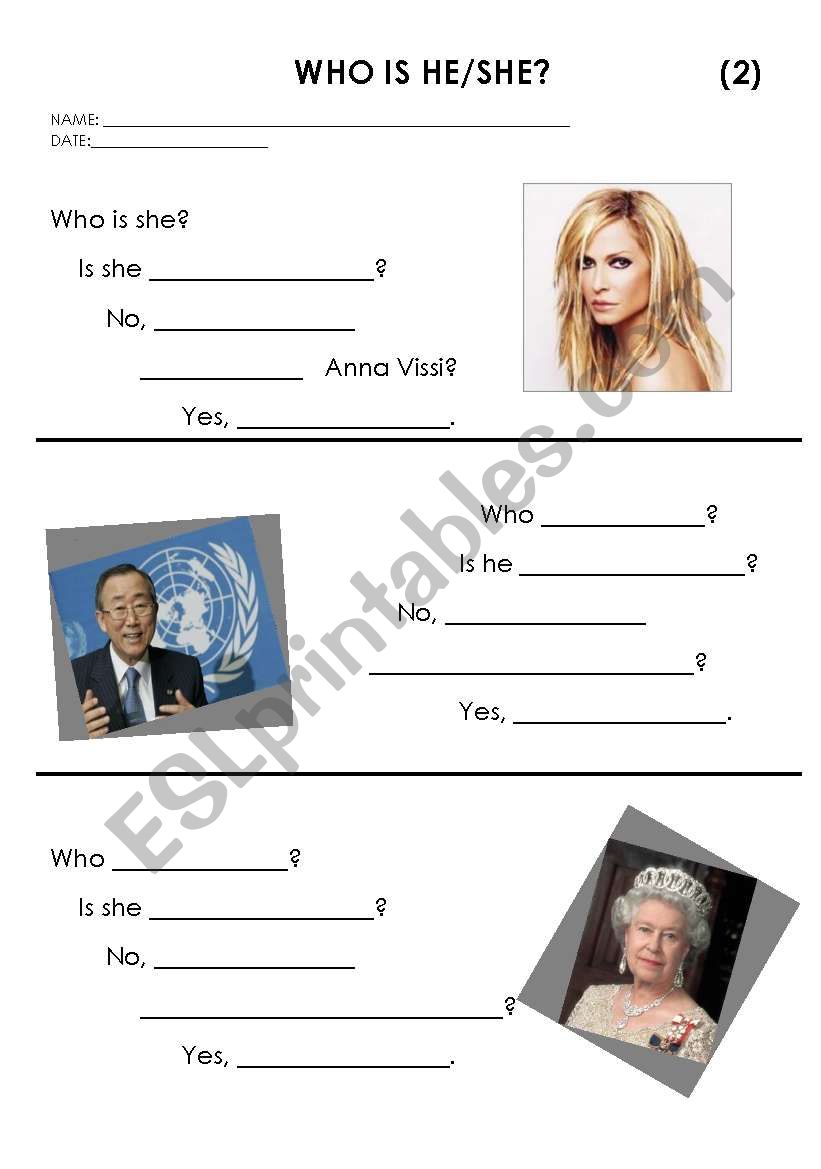 Who is she/he? (2) worksheet