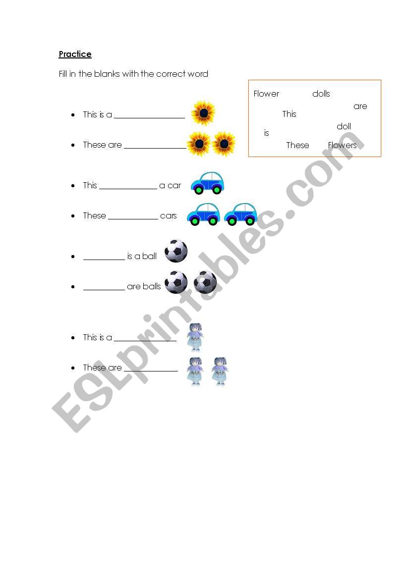 Use of these and this worksheet