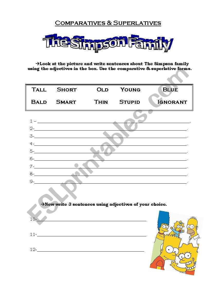 the simpsons family - comparatives and superlatives