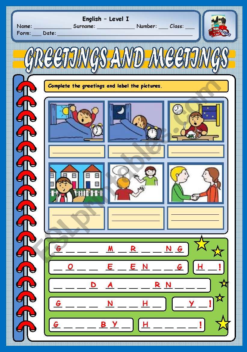 GREETINGS AND MEETINGS worksheet