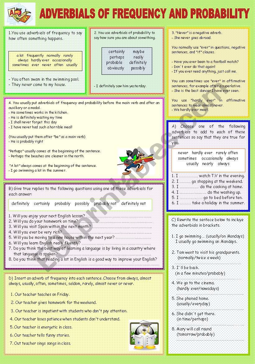 ADVERBIALS OF FREQUENCY AND PROBABILITY