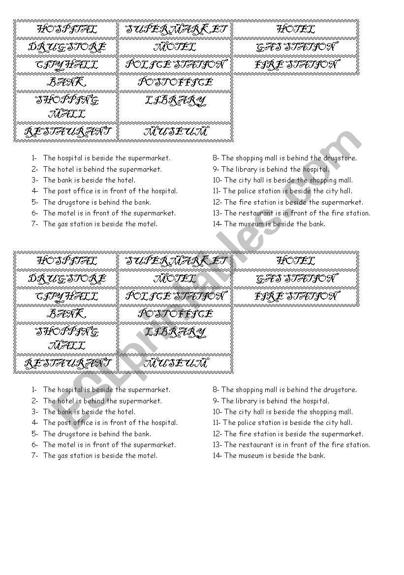 Prepositions of Place worksheet