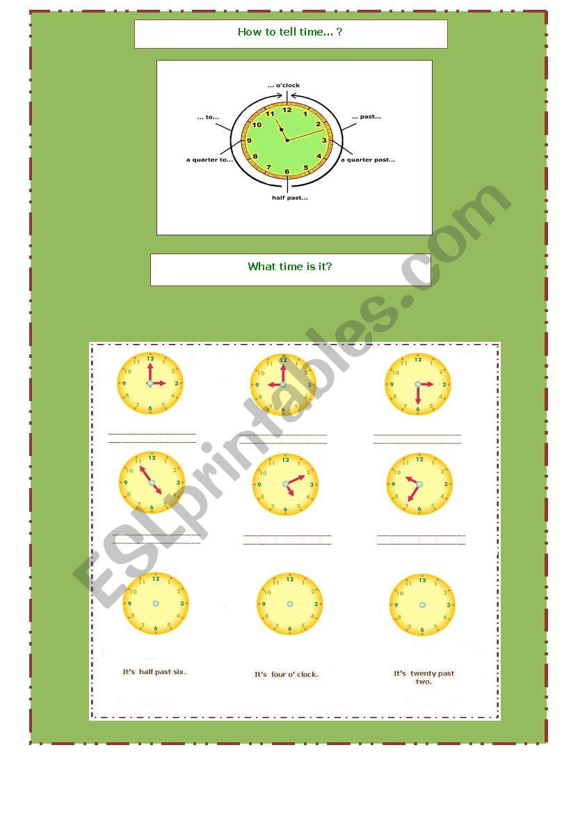 What time is it? worksheet