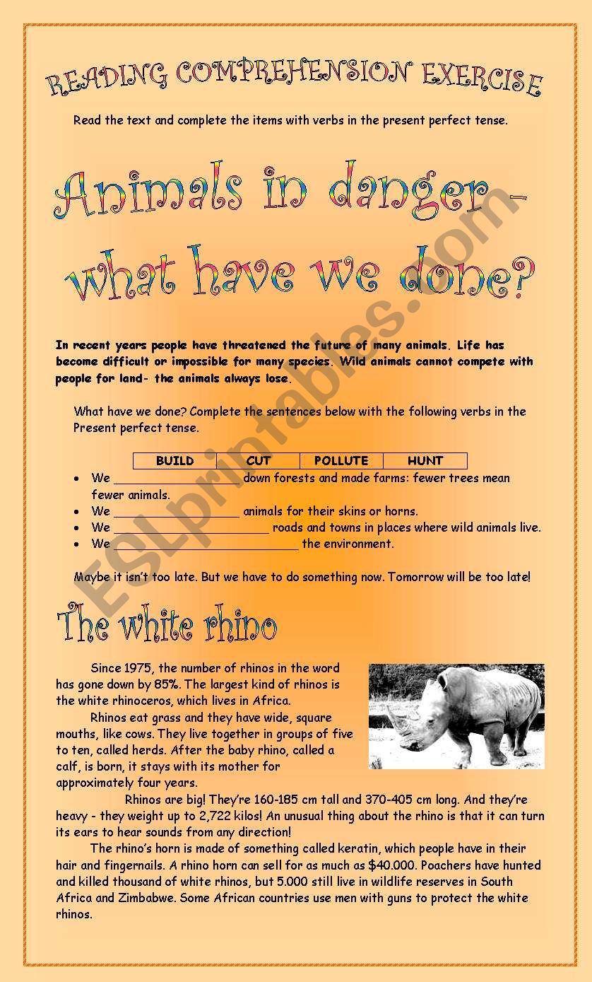 ENDANGERED SPECIES worksheet