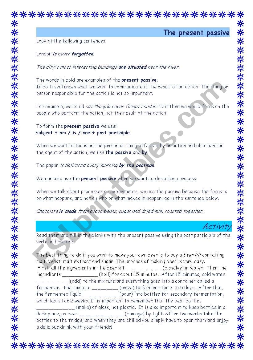 the-present-passive-esl-worksheet-by-eslteacher78