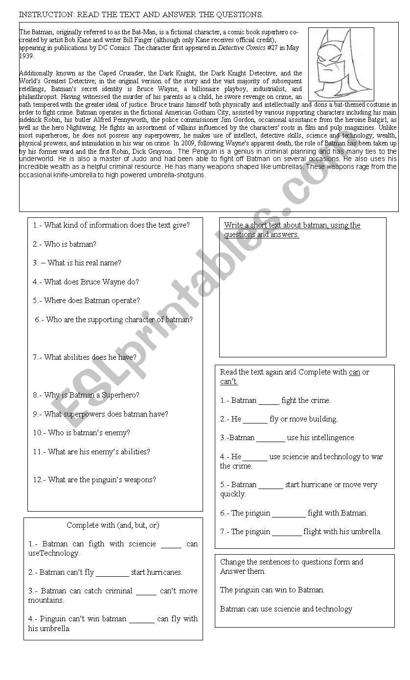 abilities and inabilities worksheet