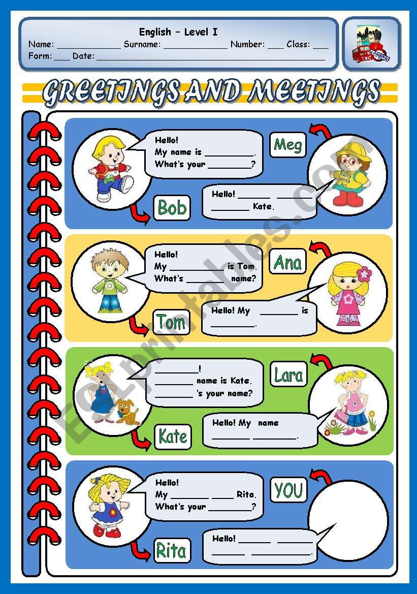 GREETINGS AND MEETINGS 2 worksheet