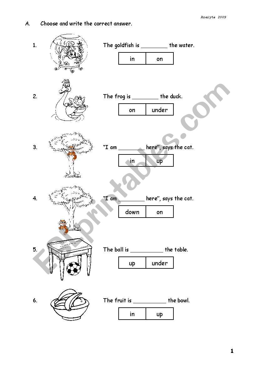 Preposition worksheet