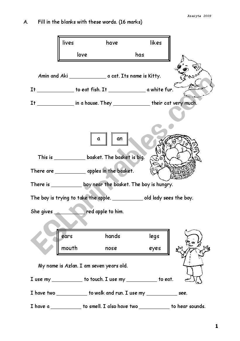 Passage worksheet