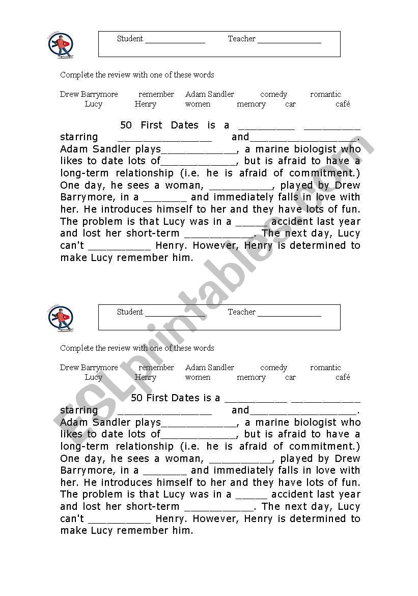 50 first date movie worksheet