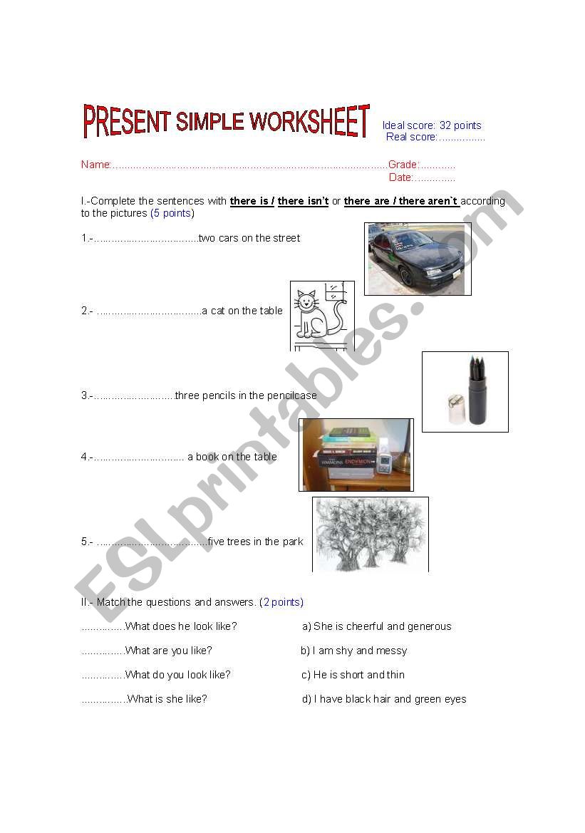 Present Simple Worksheet worksheet