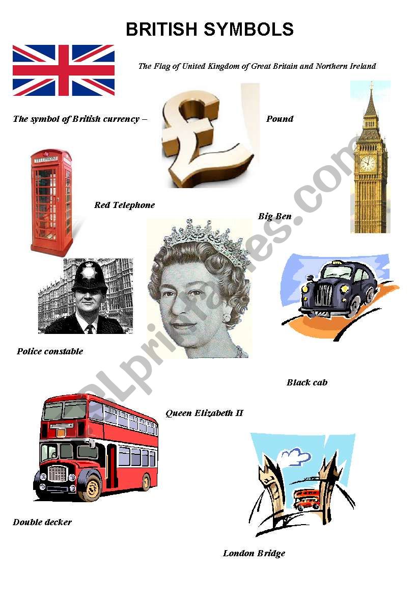 BRITISH SYMBOLS worksheet