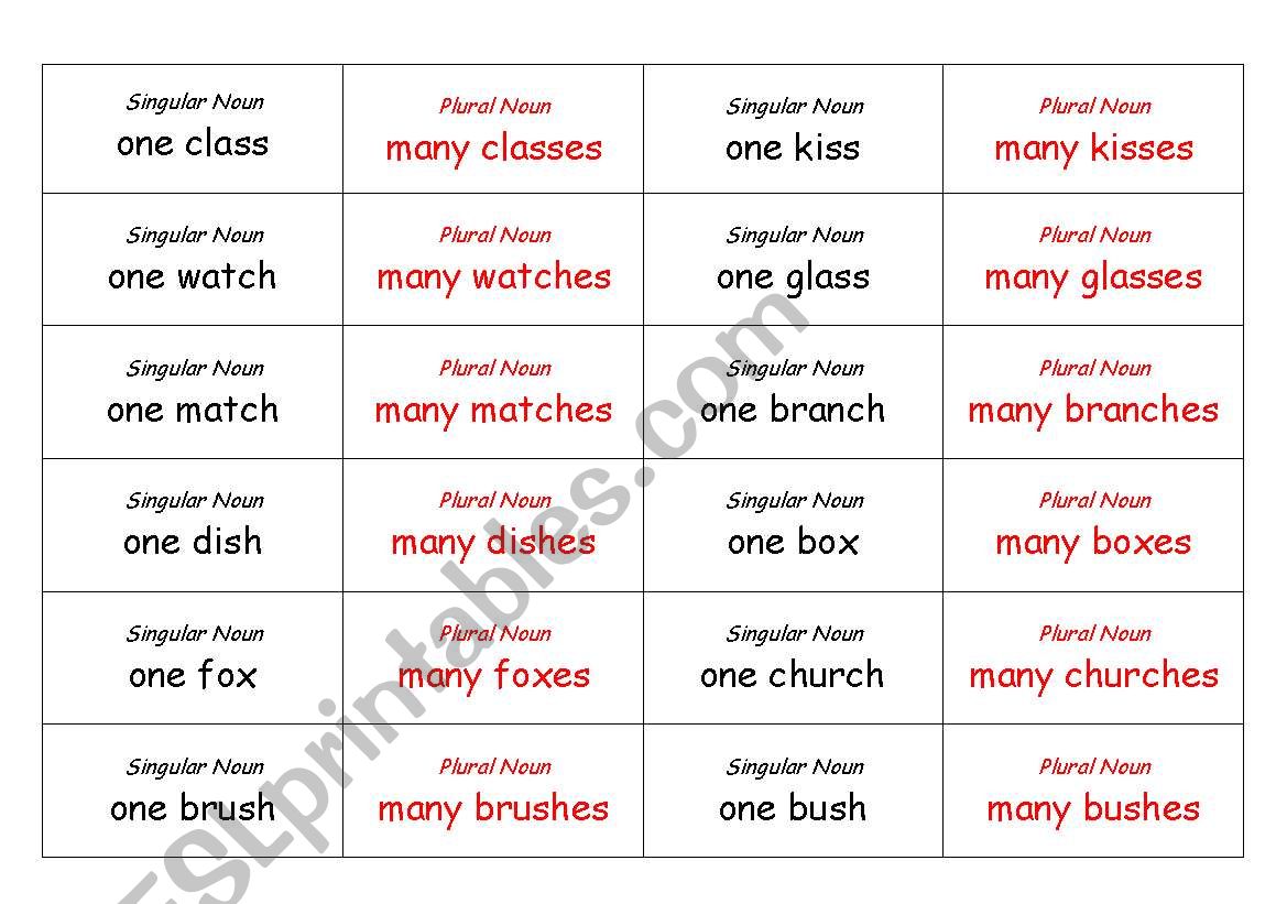Singular Plural Flashcards worksheet