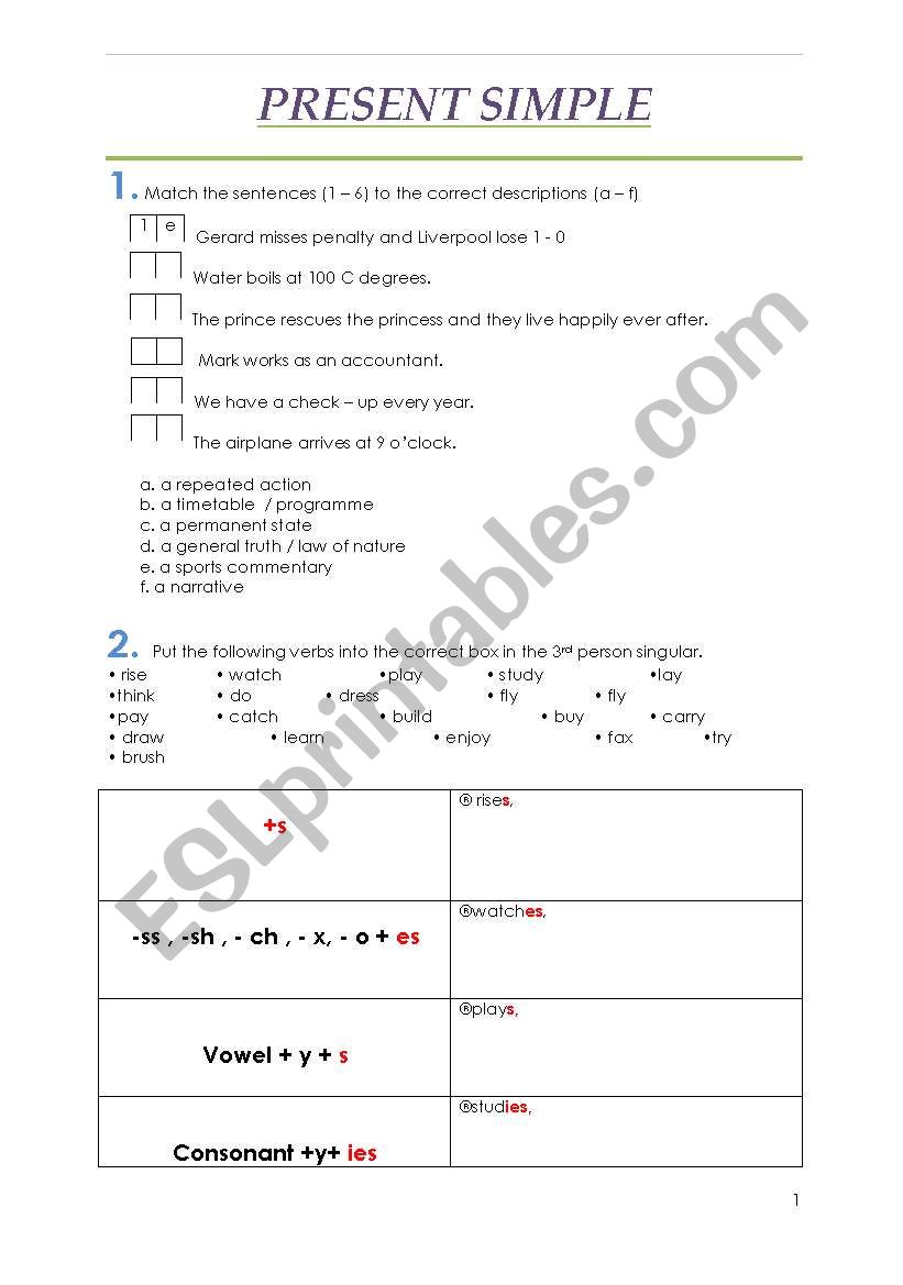 present simple worksheet