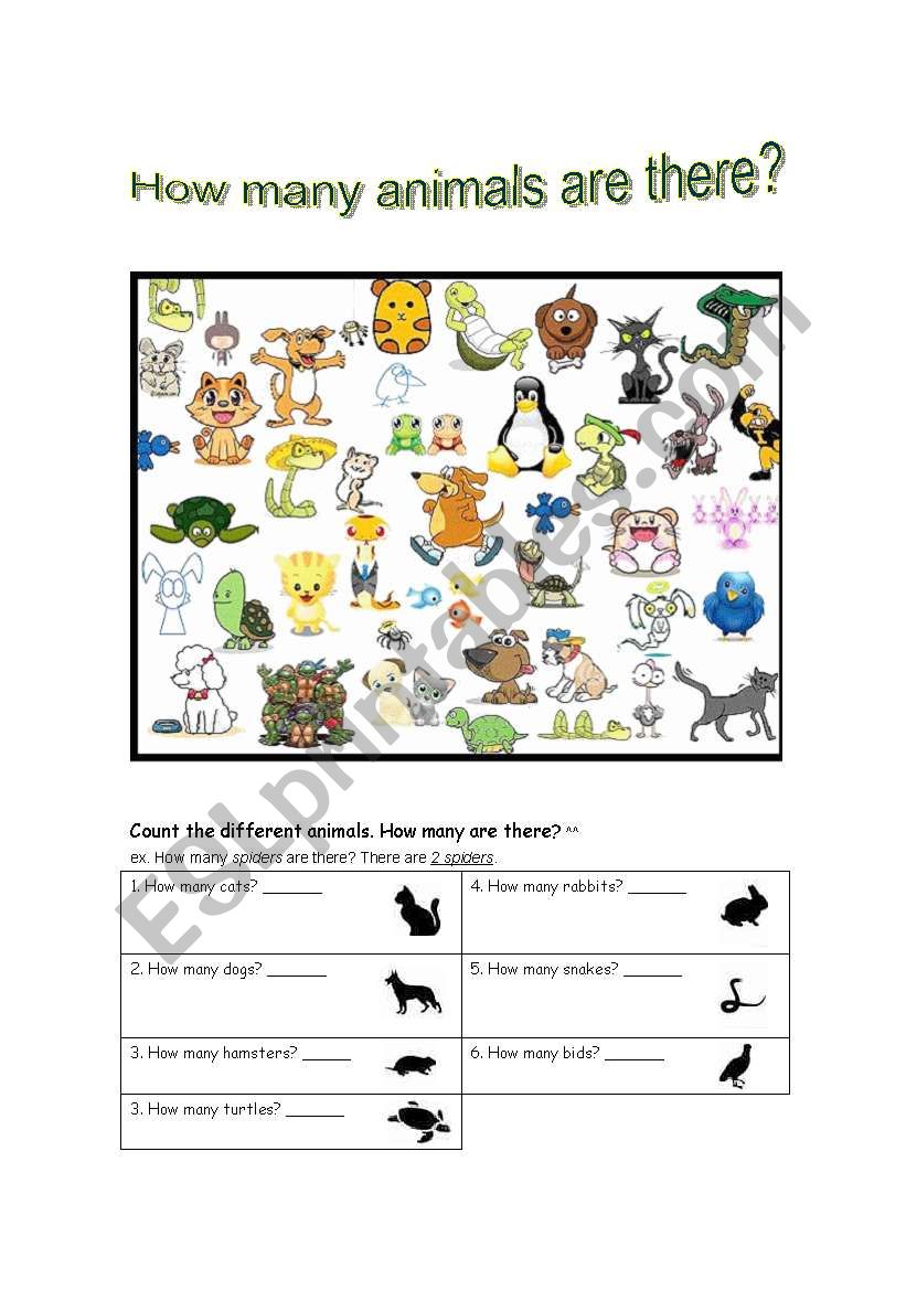 How many animals are there? worksheet