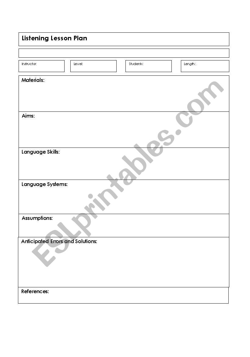 Lesson Plan Template worksheet