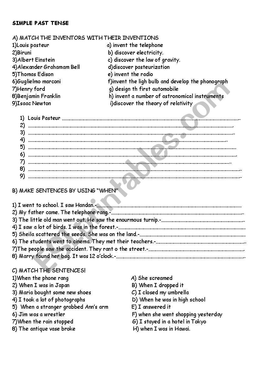 past simple worksheet