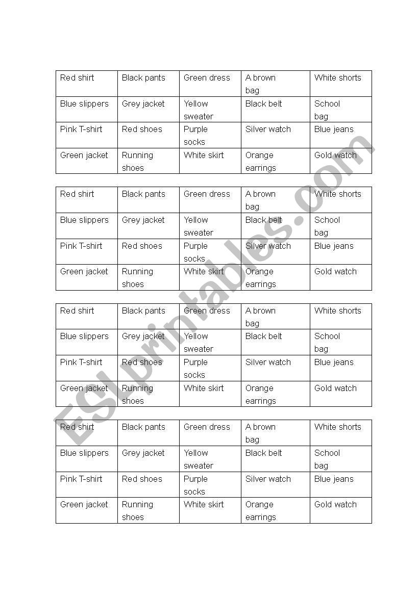 Battleship clothes worksheet