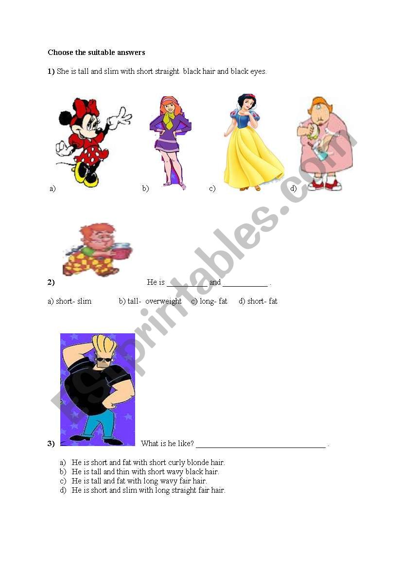 descriptions worksheet