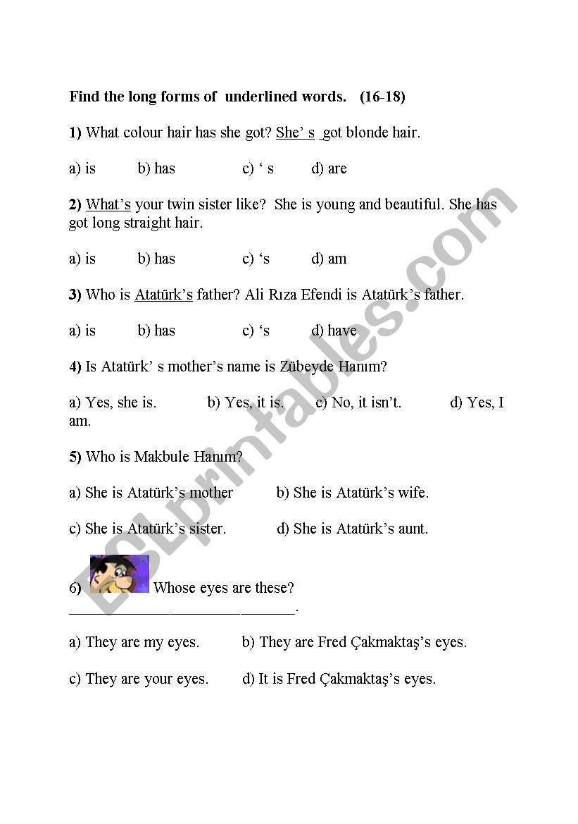 possessives worksheet