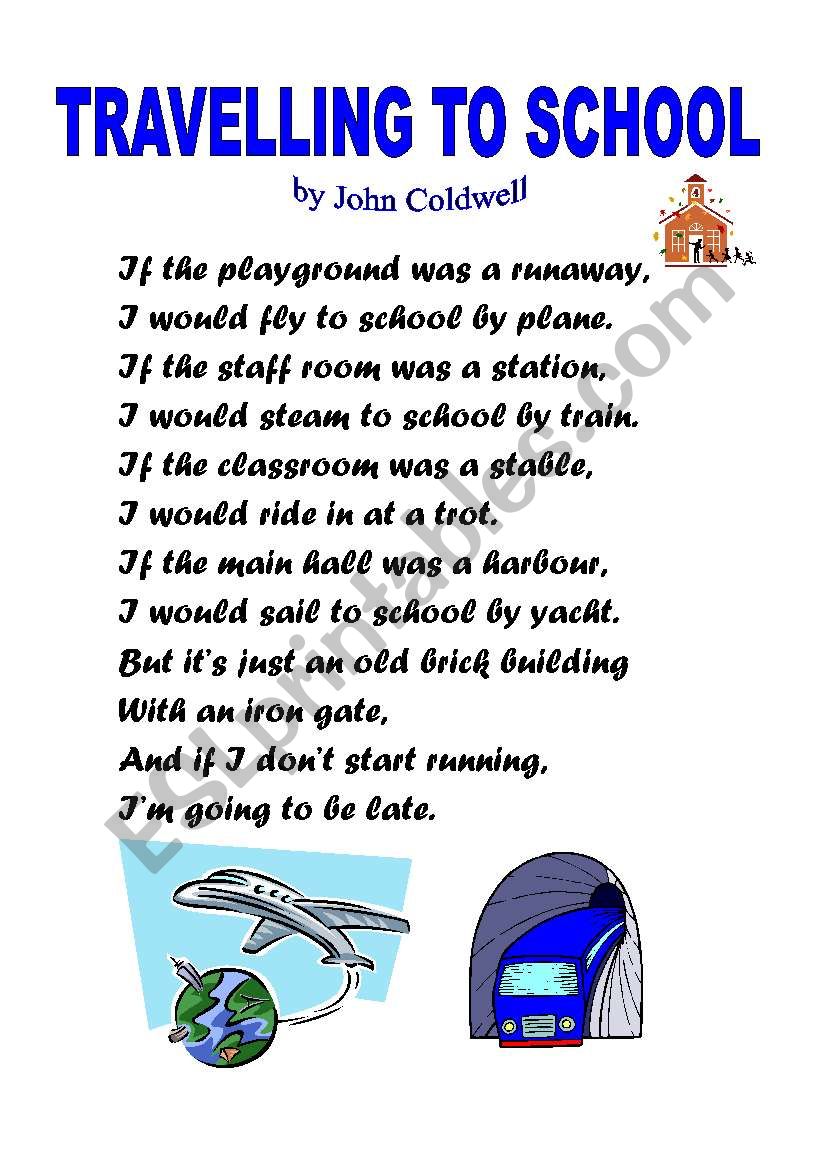 Poem: Travelling to School worksheet