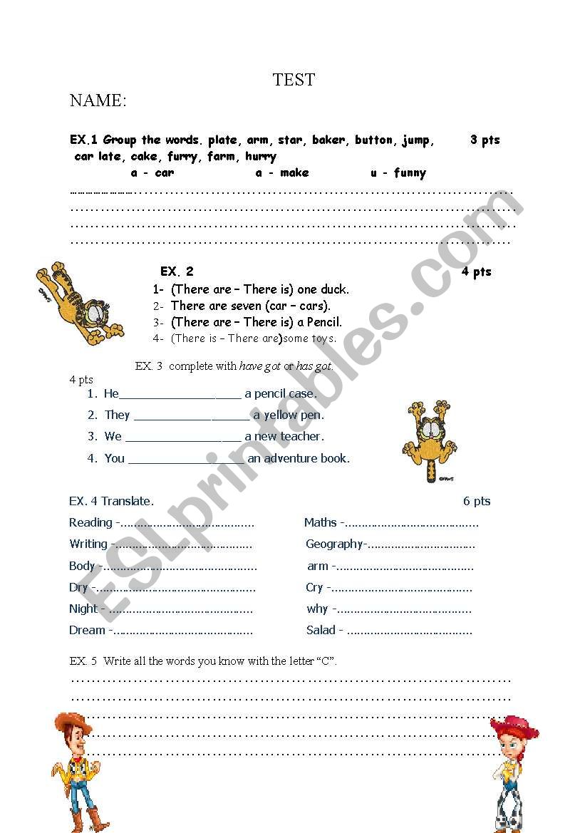 TEST worksheet