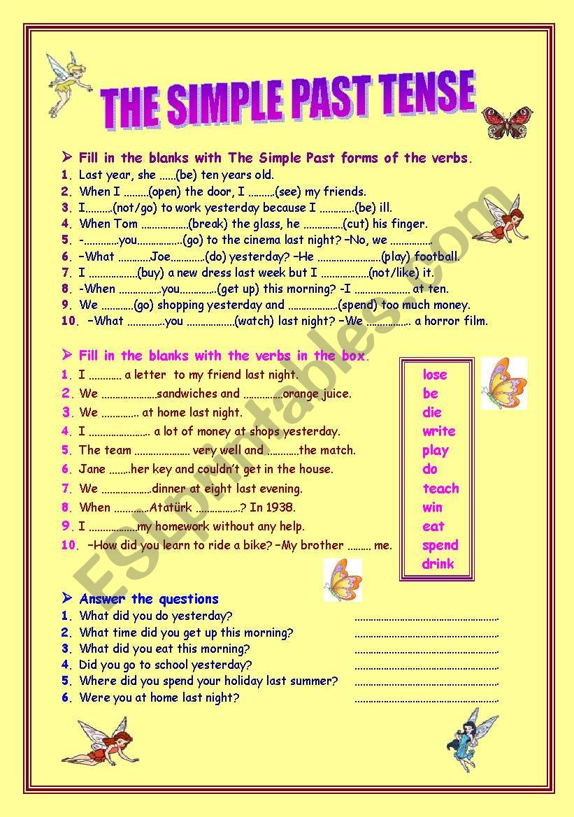 The Simple Past Tense worksheet