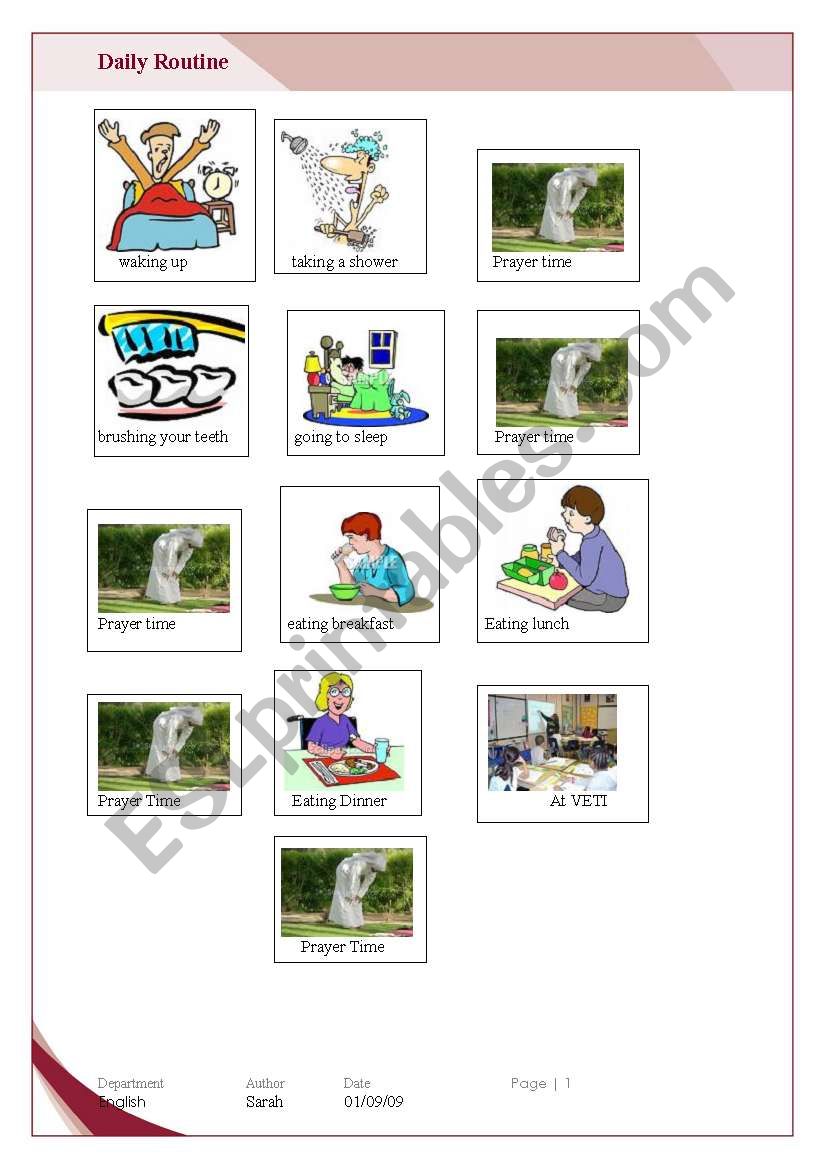Daily Routines for cut and paste