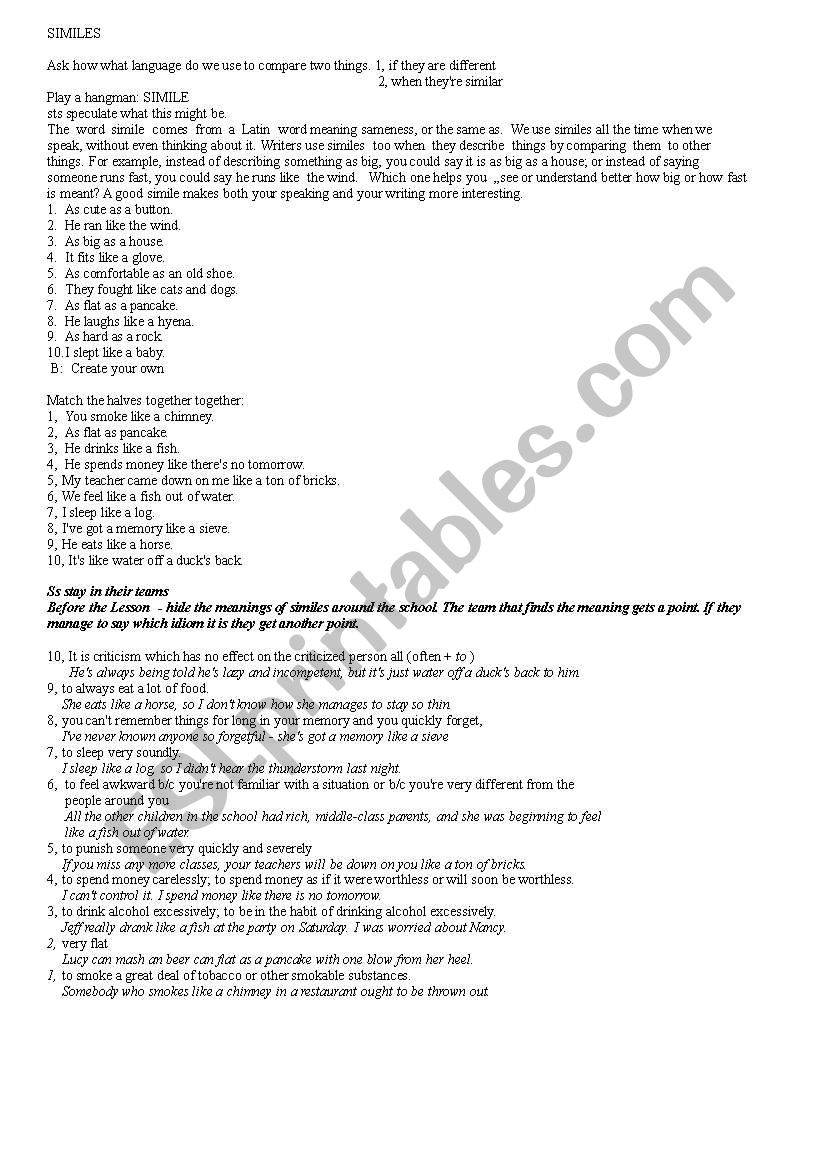 SIMILES worksheet