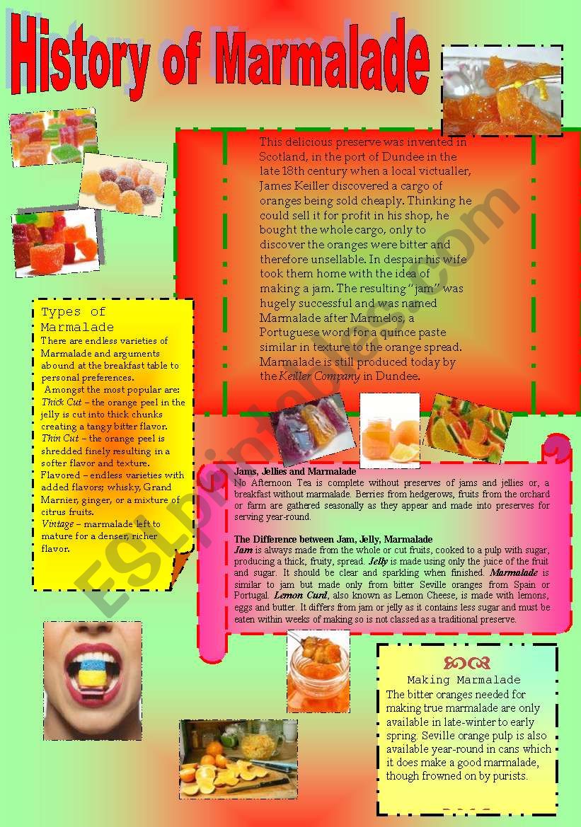 History of Marmalade worksheet