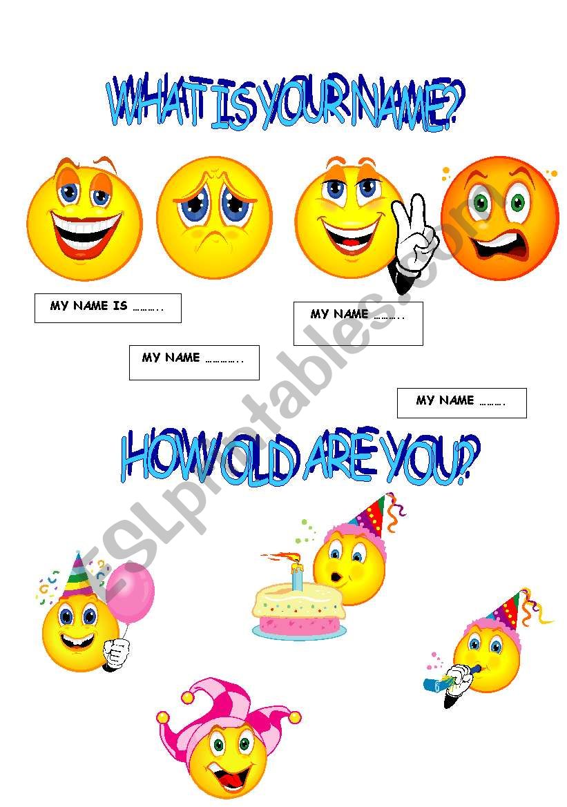 AGE / NAME worksheet