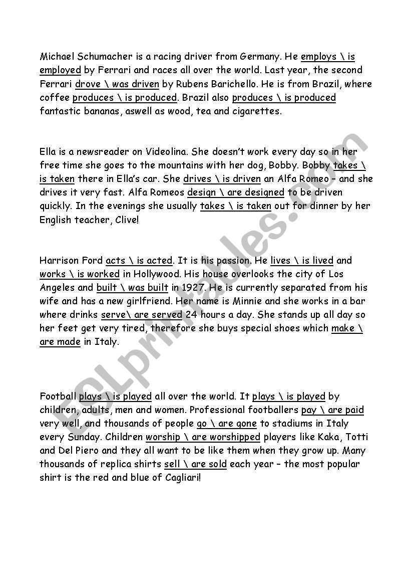 passive or active worksheet