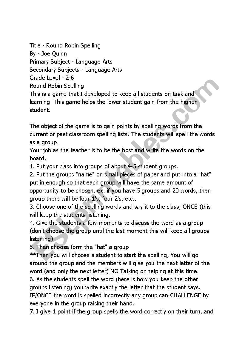 spelling activity worksheet