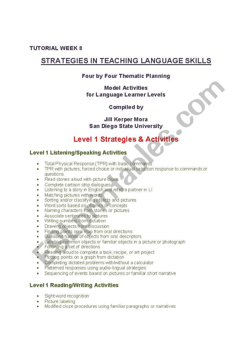 Strategies in teaching language skills