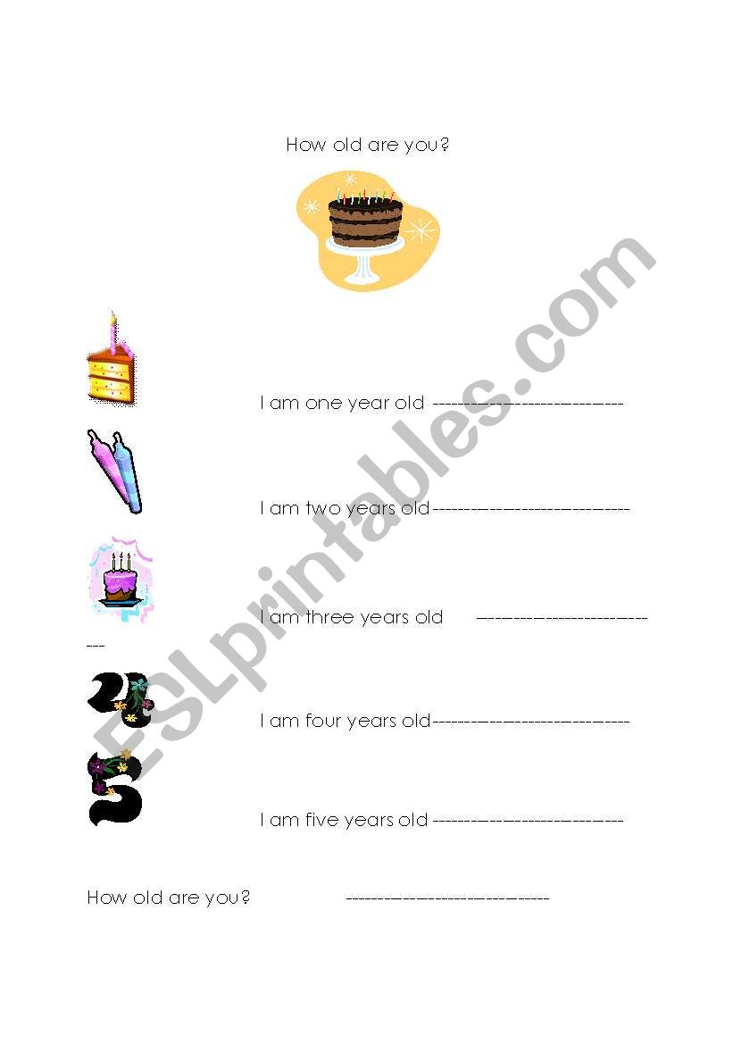 How old are you? worksheet