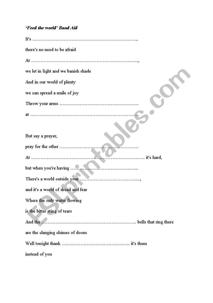 Feed the World worksheet