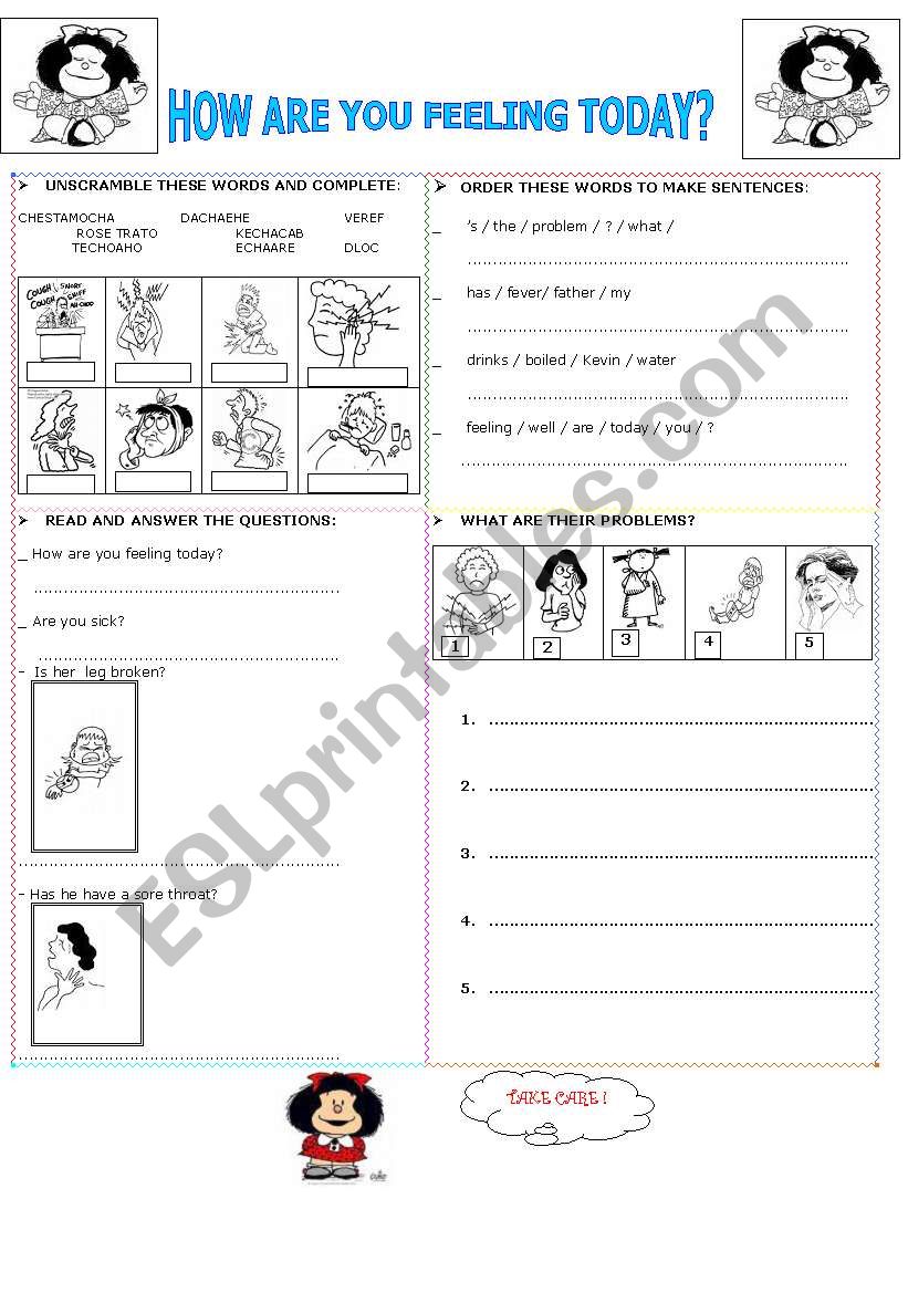 HOW ARE YOU FEELING TODAY? worksheet