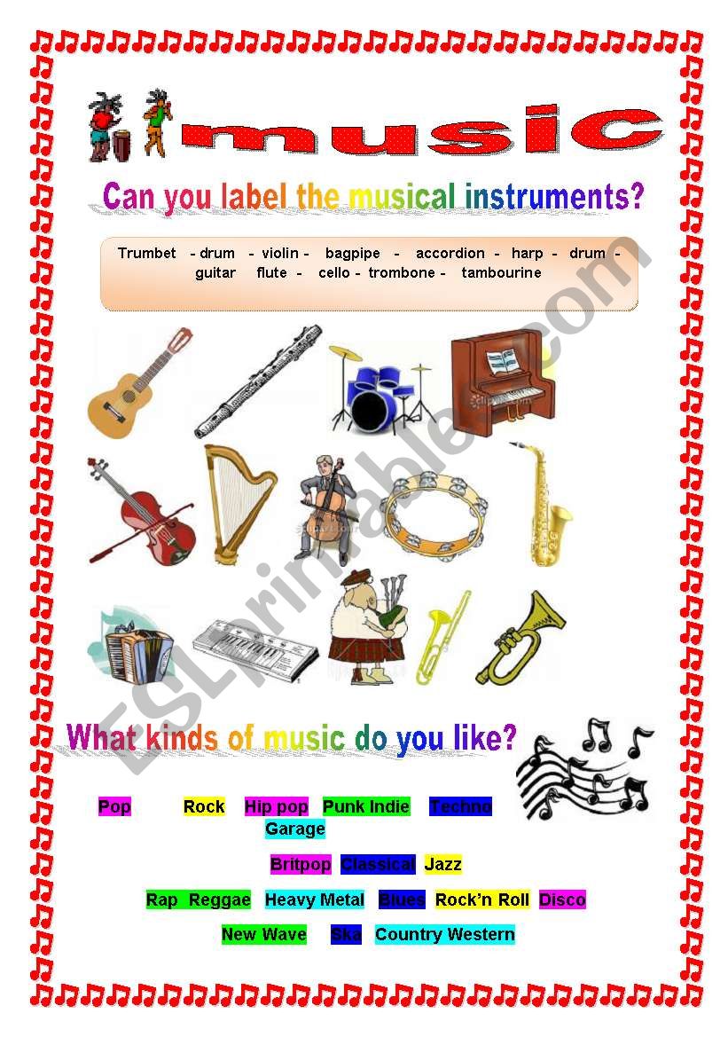 Musical Instruments worksheet