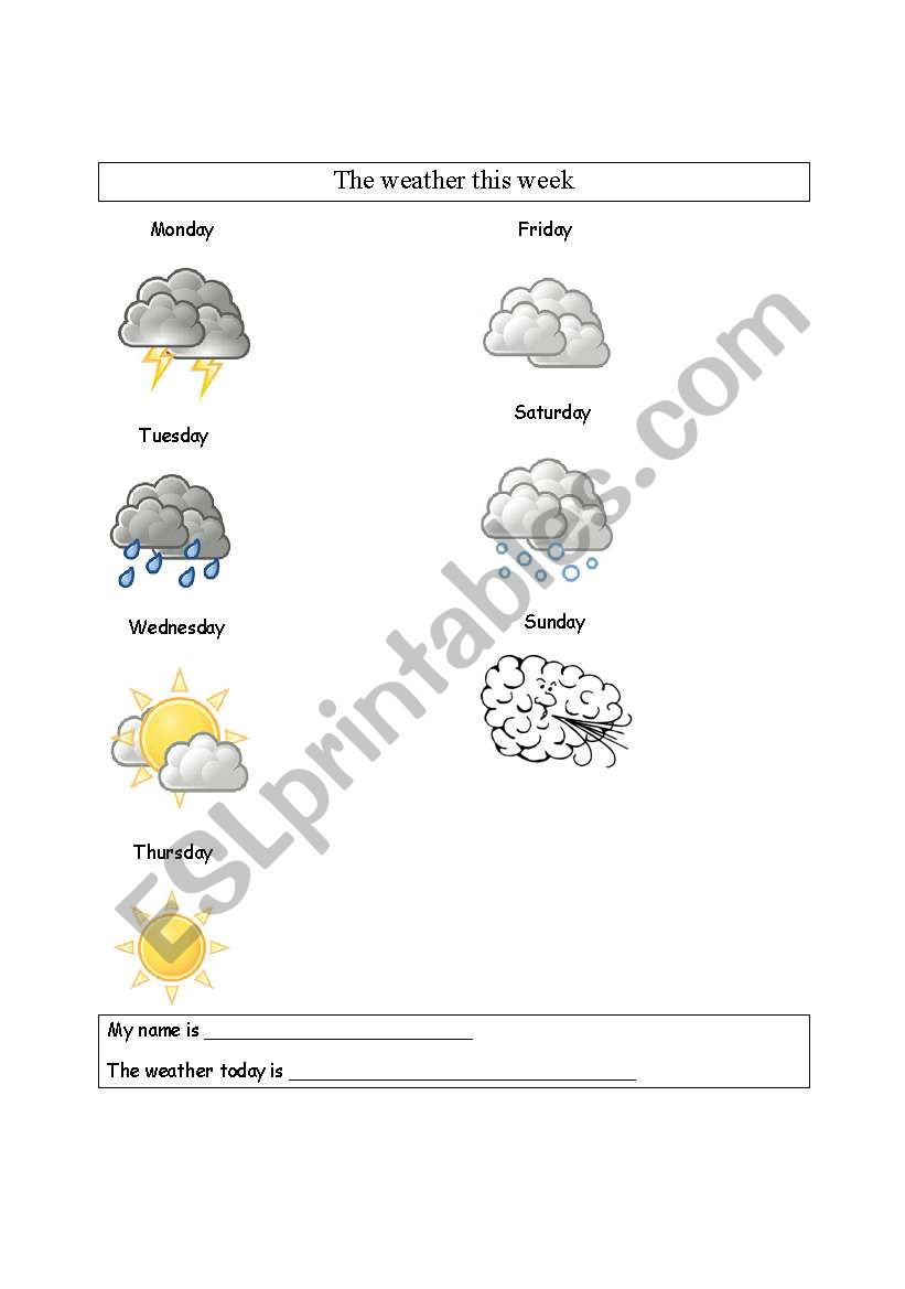 How is the weather this week worksheet