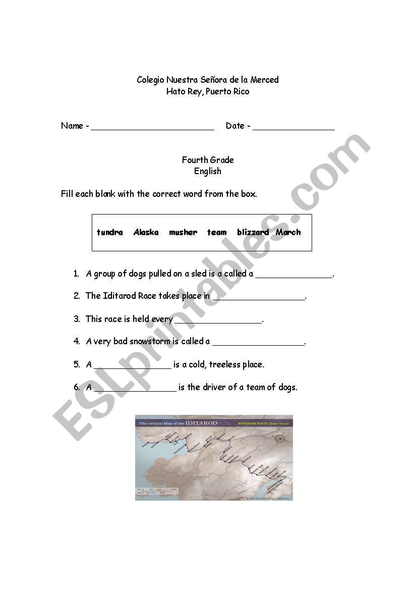 Akiak Fill the blanks worksheet