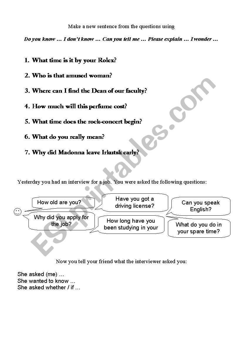 Do you know where... worksheet