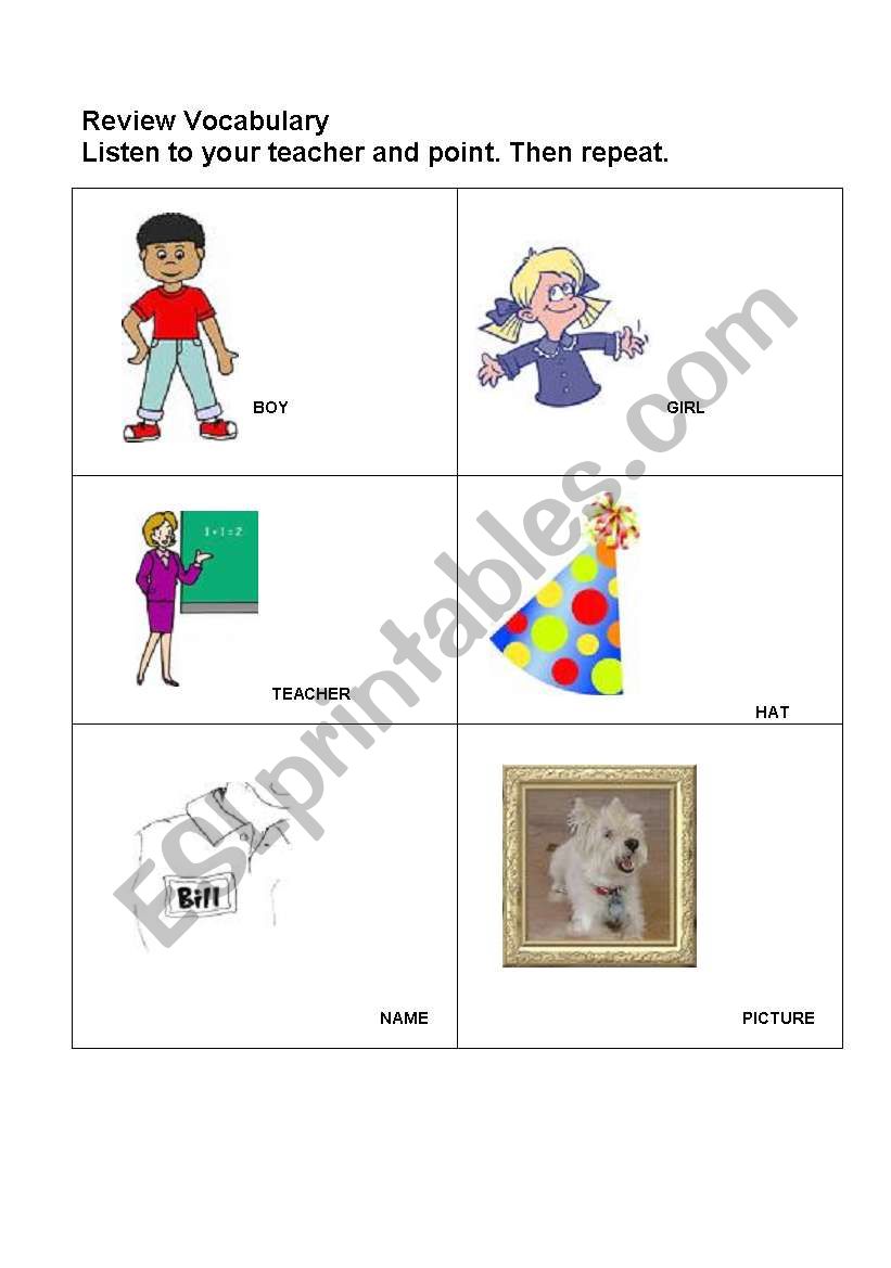 Vocabulary Review worksheet