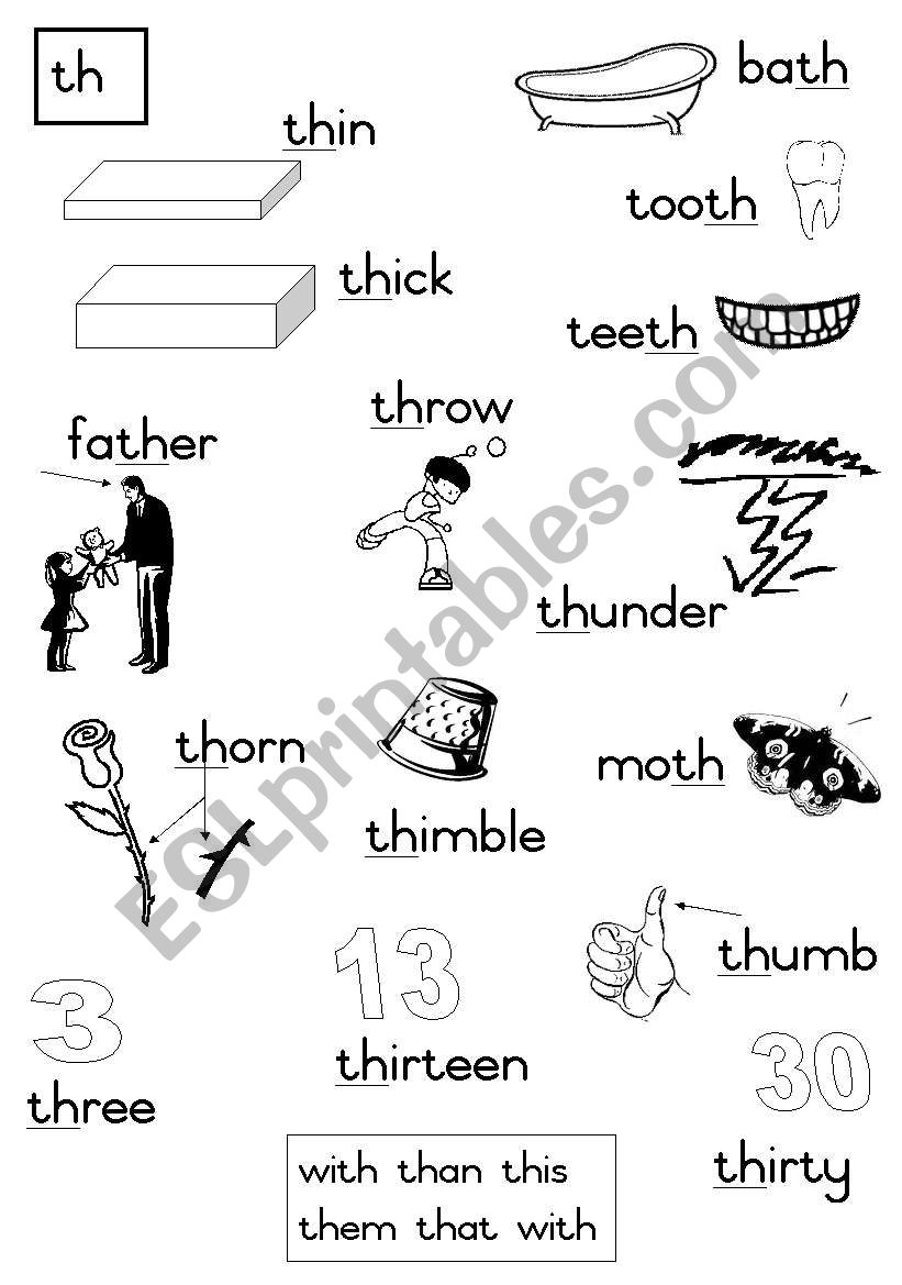 -th Consonant diagraph worksheet