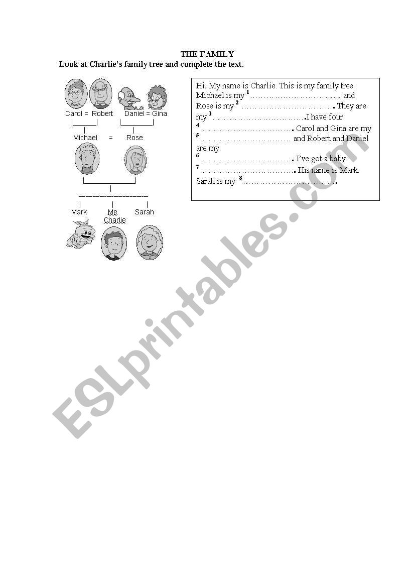 Charlies family tree worksheet