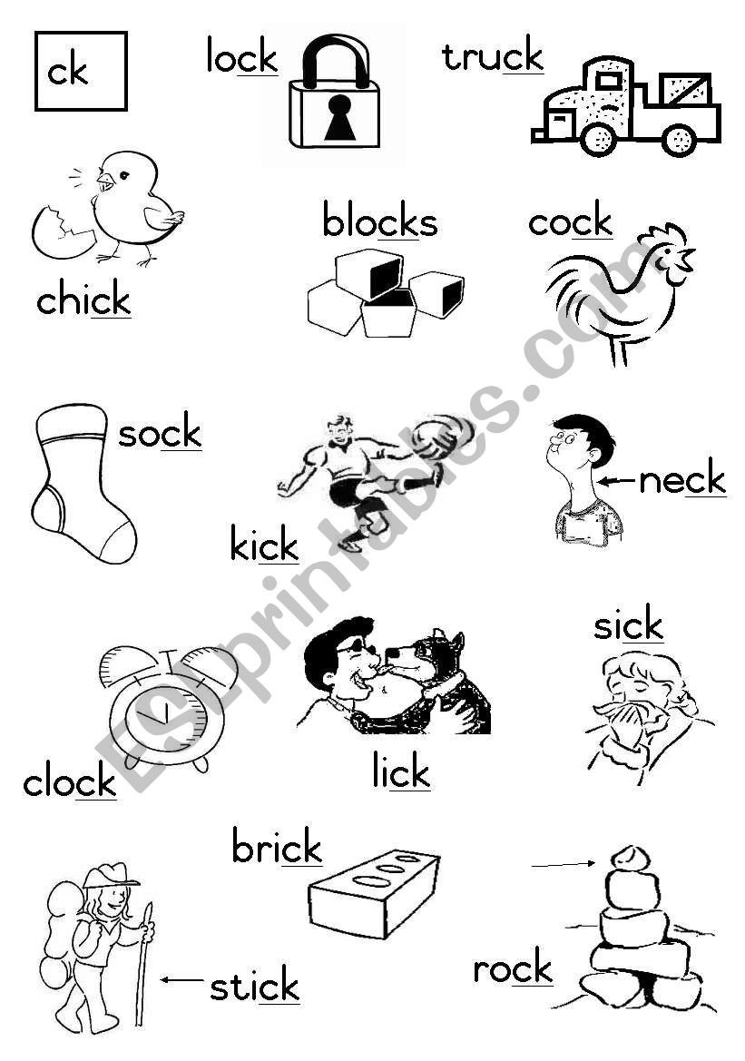 -ck  Consonant diagraph worksheet