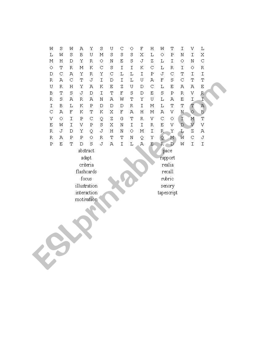 TESOL Word Search worksheet